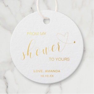 From My Shower Typography Gold Foil Bridal Shower Favor Tags