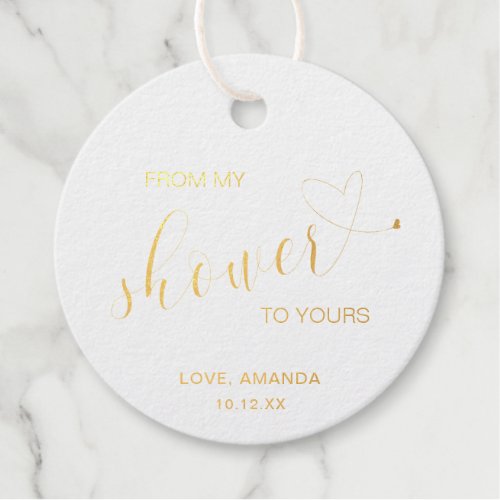 From My Shower Typography Gold Foil Bridal Shower Foil Favor Tags