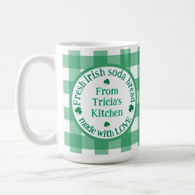From NAME Kitchen with Love Irish Green Check  Coffee Mug (Left)