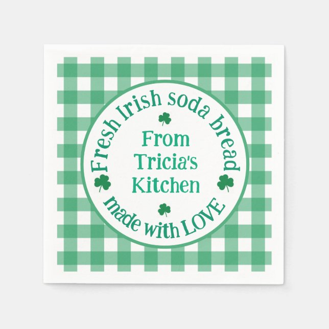From NAME Kitchen with Love Irish Green Check  Napkins (Front)