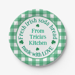 From NAME Kitchen with Love Irish Green Check  Paper Plates