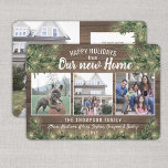 From New Home 4 Photo Christmas Greenery & Lights Holiday Card<br><div class="desc">Share the joyful news of your new home as well as four of your favorite photos with an elegant holiday moving announcement card. All text on this template is simple to customize with any wording, such as Merry Christmas, Happy Holidays, Seasons Greetings, Cheers to the New Year etc. (IMAGE PLACEMENT...</div>