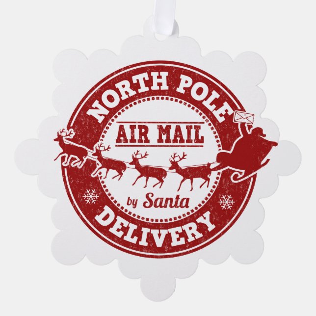 From North Pole Delivery  Christmas Gift  ornament Card (Front)