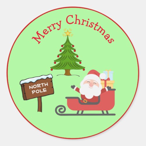 From North Pole Santa Merry Christmas Tree For Kid Classic Round Sticker