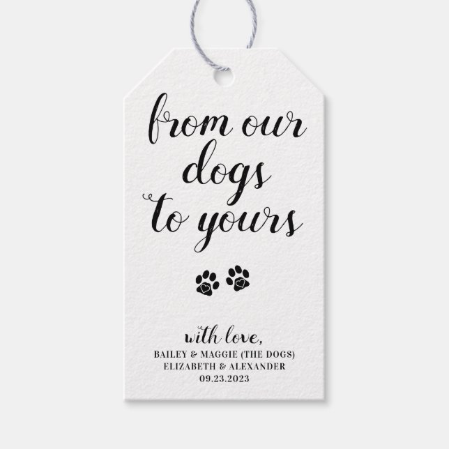 From Our Dogs Biscuit Bar Dog Treat Wedding Favor Gift Tags (Front)