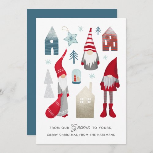 From Our Gnome to Yours  Cute Nordic Christmas   Holiday Card