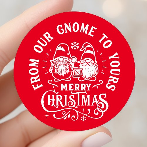 From Our Gnome To Yours Merry Christmas Classic Round Sticker