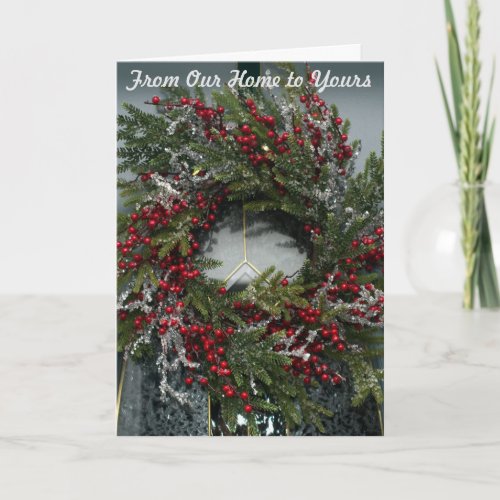 From Our Home to Yours Christmas Wreath Icicles Holiday Card