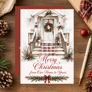 From Our Home to Yours Merry Christmas Front Porch Holiday Card