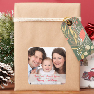 From Our Home To Yours Merry Christmas Photo Square Sticker