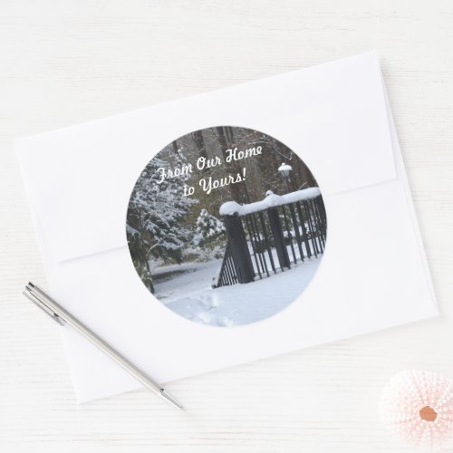 From Our Home to Yours Snowy Winter Wonderland Classic Round Sticker