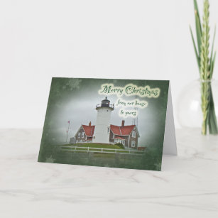 From Our House to Yours Christmas Lighthouse Holiday Card