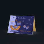 From Our House to Yours. Hanukkah Greeting Card<br><div class="desc">Happy Hanukkah from Our House to Yours. Menorah and Dreidels design customizable Greeting Cards. Matching cards,  party invitations and gifts available in the Jewish Holidays / Hanukkah Category of our store.</div>