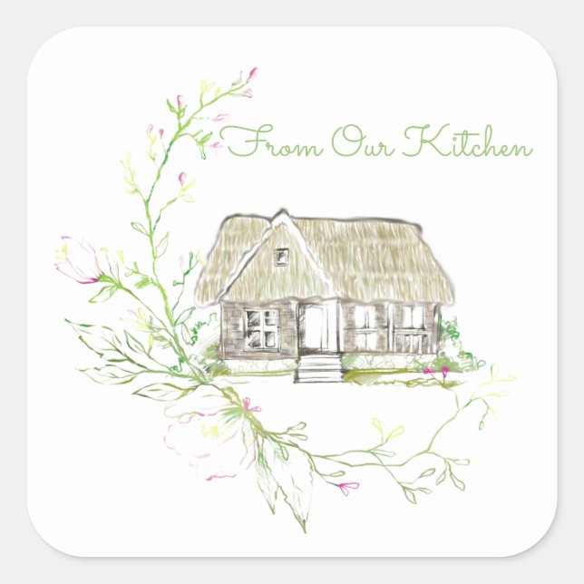 From Our Kitchen  English Cottage Square Stickers (Front)