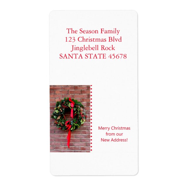 From our new address Christmas Wreath Label (Front)