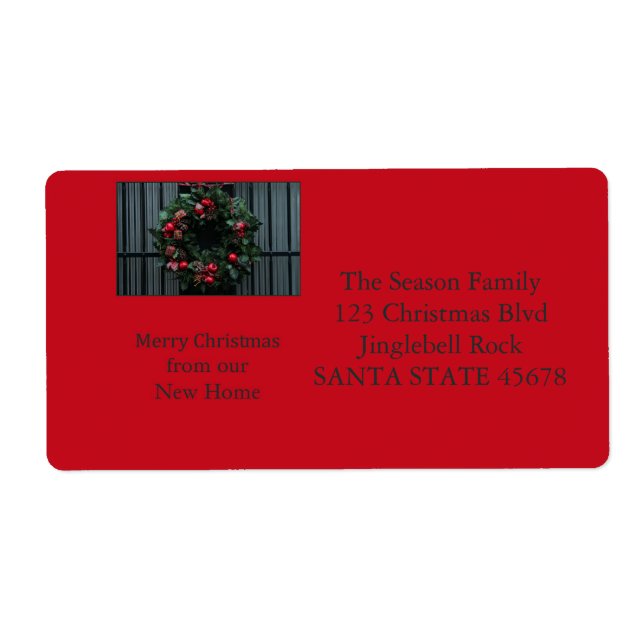 From our new address Christmas Wreath Label (Front)