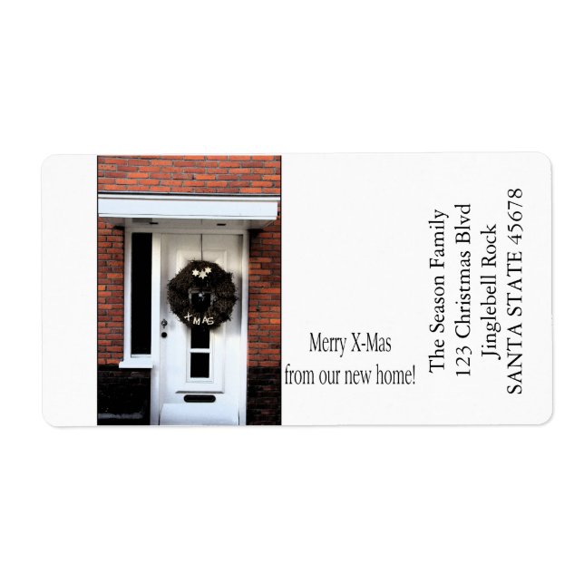 From our new address Christmas Wreath Label (Front)