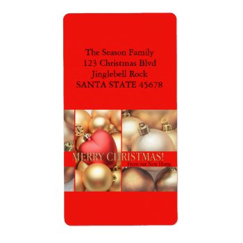From Our New Home Golden Ornaments Label by PortoSabbiaNatale at Zazzle