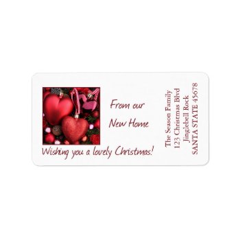 From Our New Home Heart Ornaments Label by PortoSabbiaNatale at Zazzle