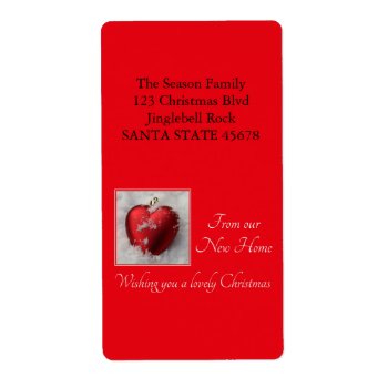 From Our New Home Heart Ornaments Label by PortoSabbiaNatale at Zazzle