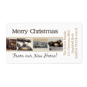 From Our New Home Sepia Collage Label by PortoSabbiaNatale at Zazzle