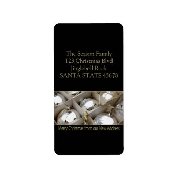 From Our New Home Silver Ornaments Label by PortoSabbiaNatale at Zazzle