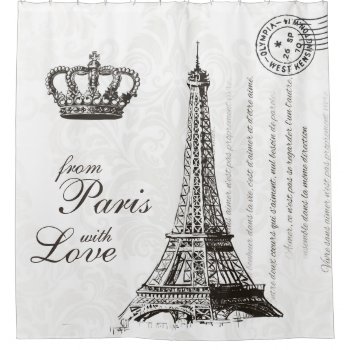 From Paris With Love Black And White Travel Decor Shower Curtain by ShowerCurtain101 at Zazzle