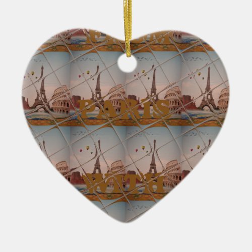 From Paris With Love blue sky colors Ceramic Ornament