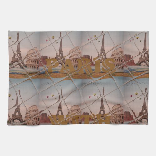 From Paris With Love blue sky colors Kitchen Towel
