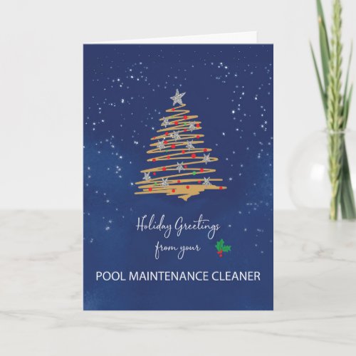 From Pool Maintenance Cleaner Christmas Tree Navy Card