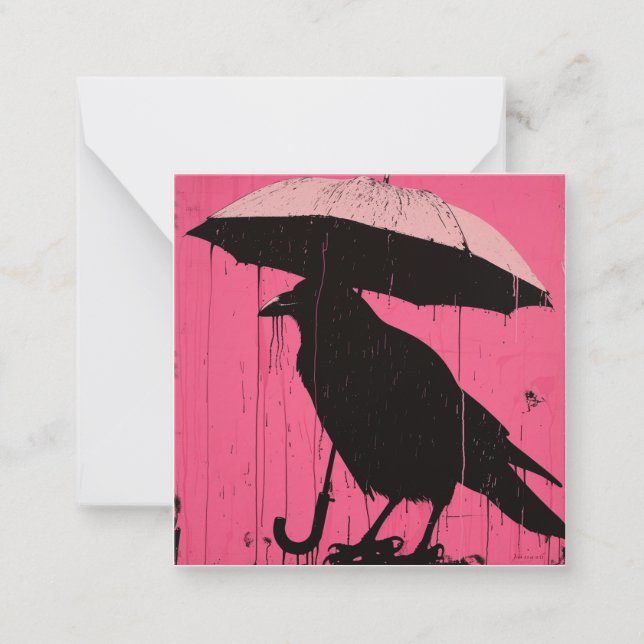 From Puddles to Precision: Minimalist Crow Note Card (Front)