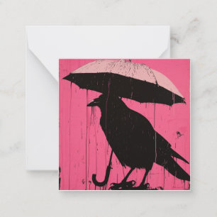 From Puddles to Precision: Minimalist Crow Note Card