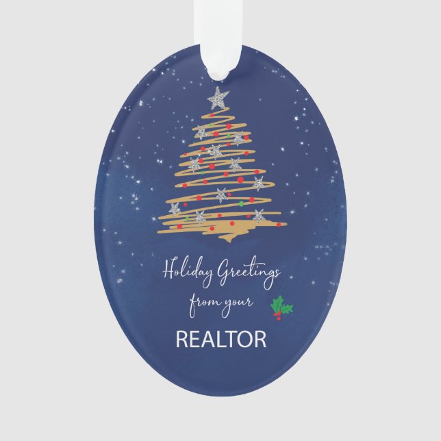 FROM Realtor Christmas Tree Customizable Name Ornament (Front)