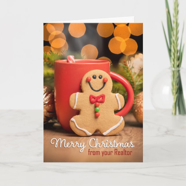 From Realtor Merry Christmas Gingerbread Man Holiday Card (Front)