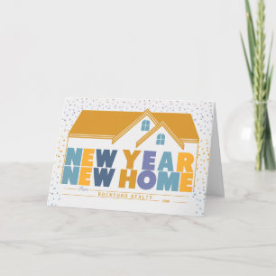 from Realtor New Year New Home with Business Name Holiday Card
