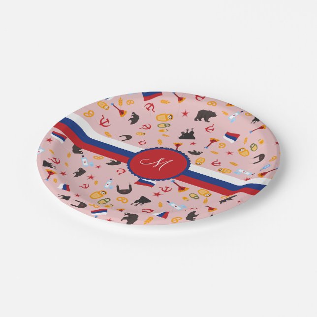 From Russia With Love- Russian Monogram Paper Plates (Angled)