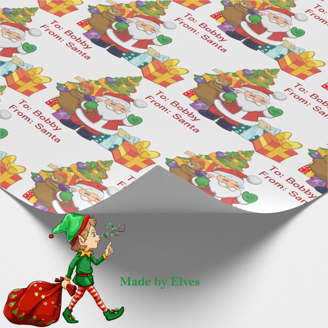 From Santa Add Child's Name Christmas Tree Gifts Wrapping Paper (Creator Uploaded)