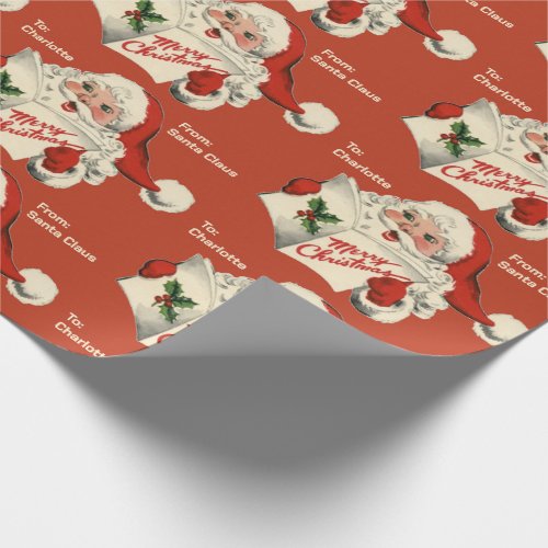 From Santa Add Childs Name Christmas  Wrapping Paper
