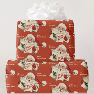 From Santa Add Child's Name Christmas Wrapping Paper