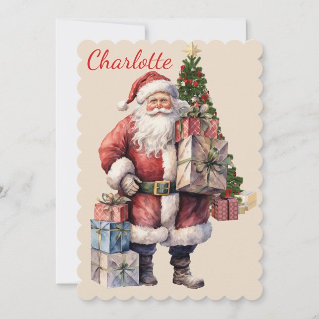 From Santa Add Child's Name Your Text Christmas Holiday Card (Front)