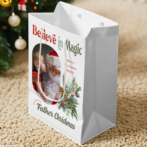 From Santa Believe in Magic Rounded Lozenge Photo Medium Gift Bag