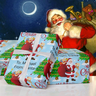 From Santa Child's Name Merry Christmas Wrapping Paper