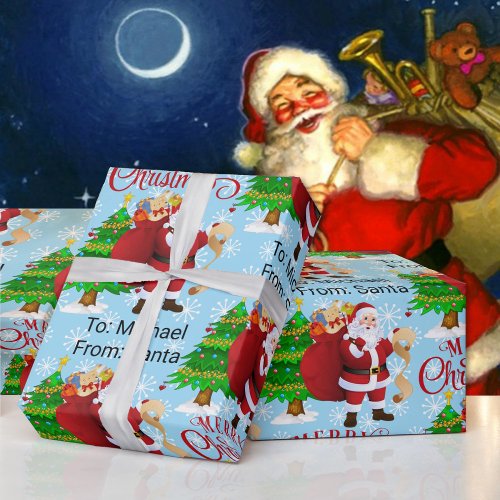 From Santa Childs Name Merry Christmas Wrapping Wrapping Paper