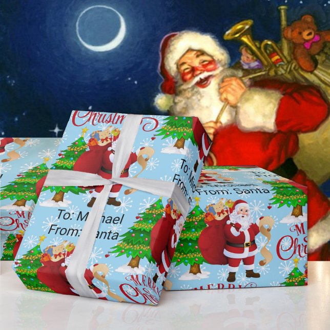 From Santa Child's Name Merry Christmas Wrapping Wrapping Paper (Creator Uploaded)