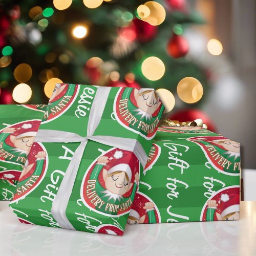 From Santa Christmas Red n Green Elf Wrapping Paper