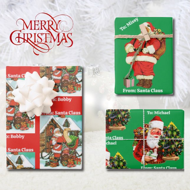 From Santa Claus Add Children's Names 3 Wrapping Paper Sheets (Creator Uploaded)