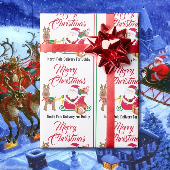 From Santa Claus Add Child's Name Christmas Wrapping Paper (Creator Uploaded)