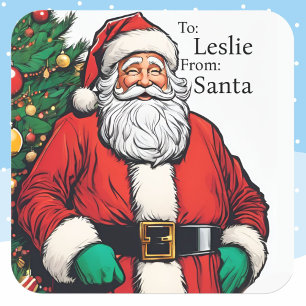 From Santa Claus Add Child's Name For Girl Boy Square Sticker