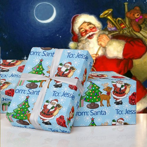 From Santa Claus Add Childs Name Snow Christmas Wrapping Paper