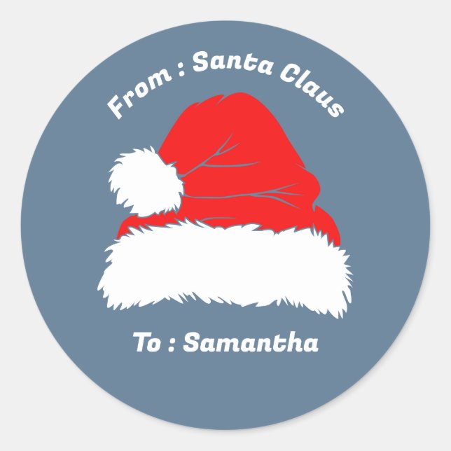 From Santa Claus blue Christmas Gift Classic Round Sticker (Front)